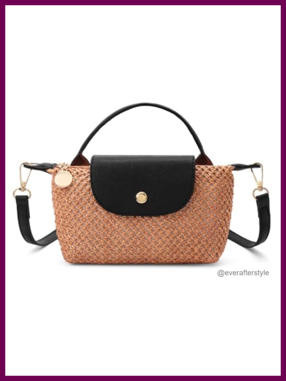Mini Straw Braided Crossbody Handbag Vegan Leather Woven Beach Shoulder Purse